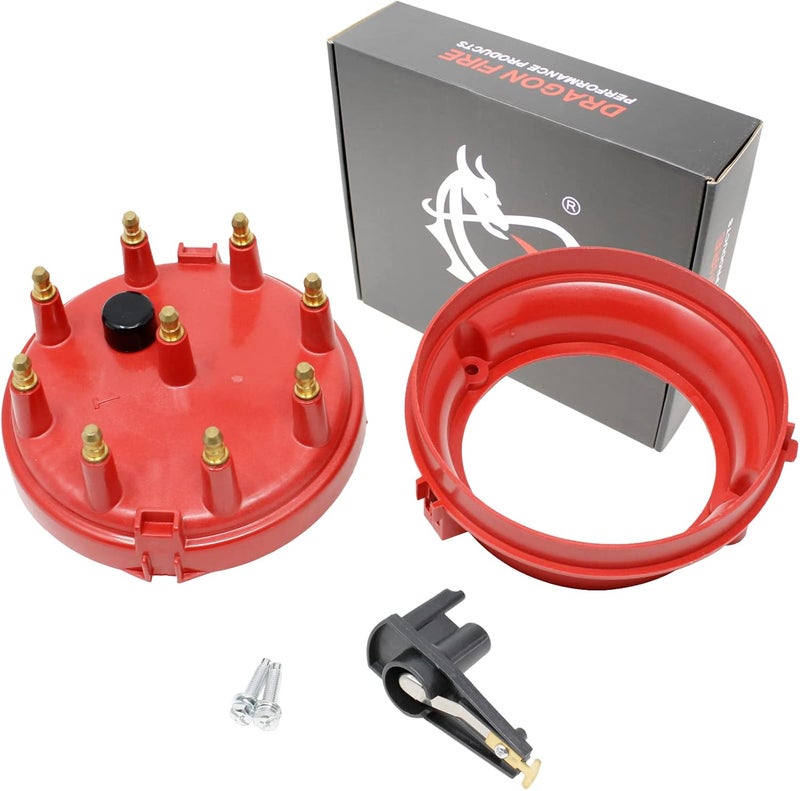 AIP Electronics RED DRAGON FIRE PERFORMANCE Heavy Duty Distributor Cap and Rotor Set Compatible/Replacement for 1978-1996 Ford F-150 EFI 5.0L 5.8L 6.6L 6.9L 7.5L V8 Replaces FD168 FD166 FD307 Oem Fit Kit-1550 - Image 1